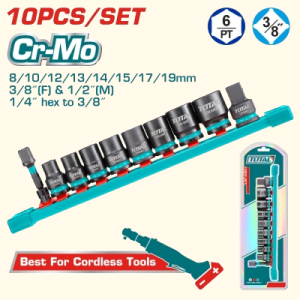 დარტყმითი თავაკების ნაკრები 10ც, 3/8